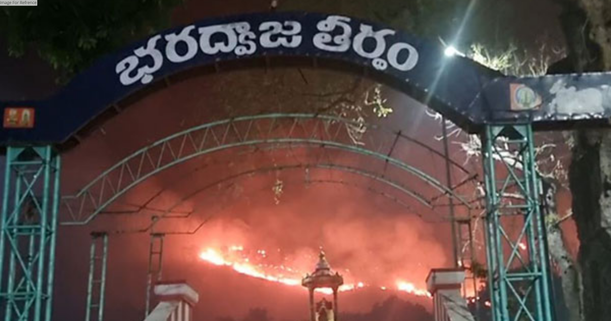 Forest fire at Kailasagiri hills reach near Srikalahasti temple premises in Andhra Pradesh, no casualties reported